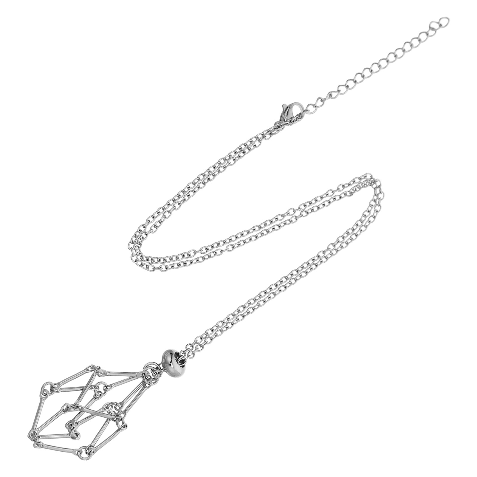 Crystal Pendant Necklace Natural Stone - Edelstahl-Kristallkäfig-Halskette mit Fischernetz-Design, handgefertigte, verstellbare Kette