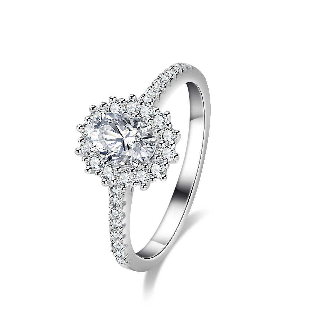 Moissanite Engagement Ring 1 Carat - Alien-Moissanit-Ring für Damen, 18-karätiges Gold-Set mit