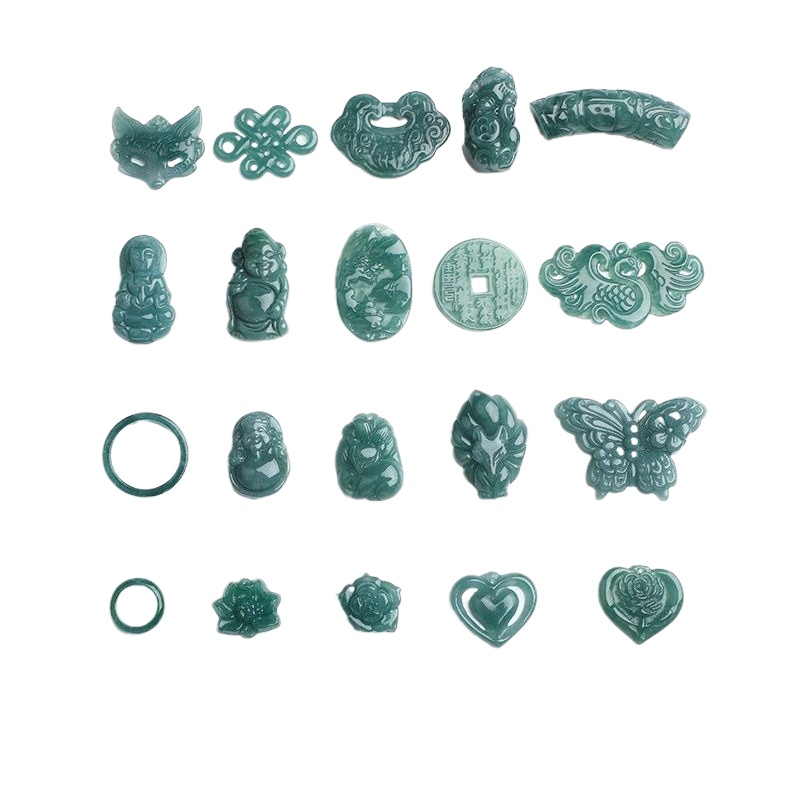 Bracelets - 2 Stück natürlicher blauer Wasser-Jadeit-Jade-Herzfuchs-Anhänger für