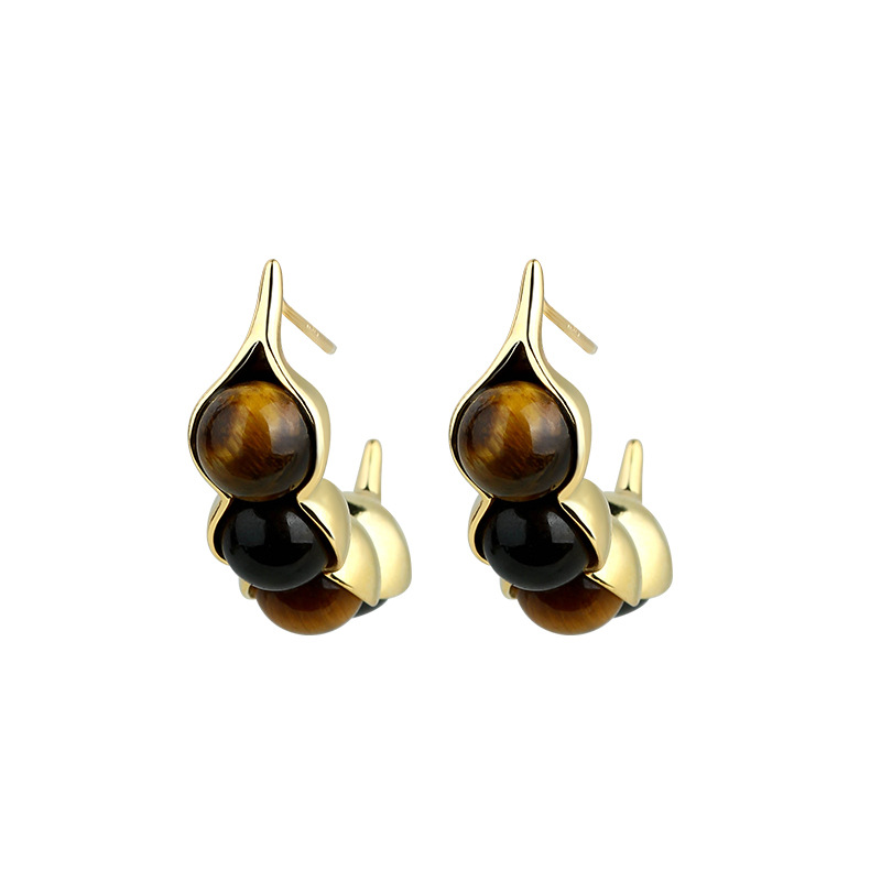 Earrings - Tigerauge Pod Ohrringe Edelstein Echter Schmuck