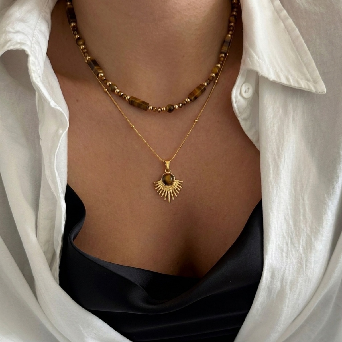 Ästhetische Herbstbraune Natür – Layered Pendant Necklace Aesthetic Bewertung und Preis