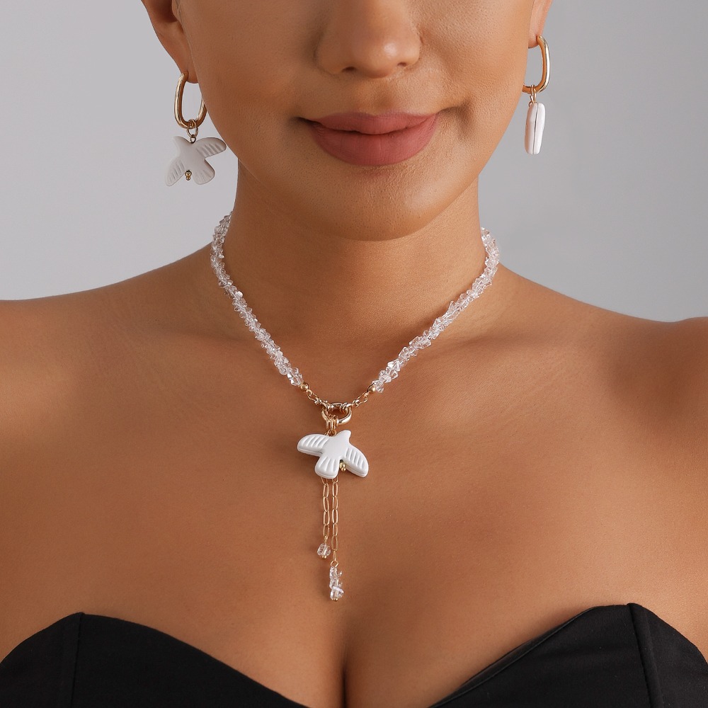Weiße Taubenperlen-Choker-Hals – Layered Pendant Necklace Aesthetic Bewertung und Preis