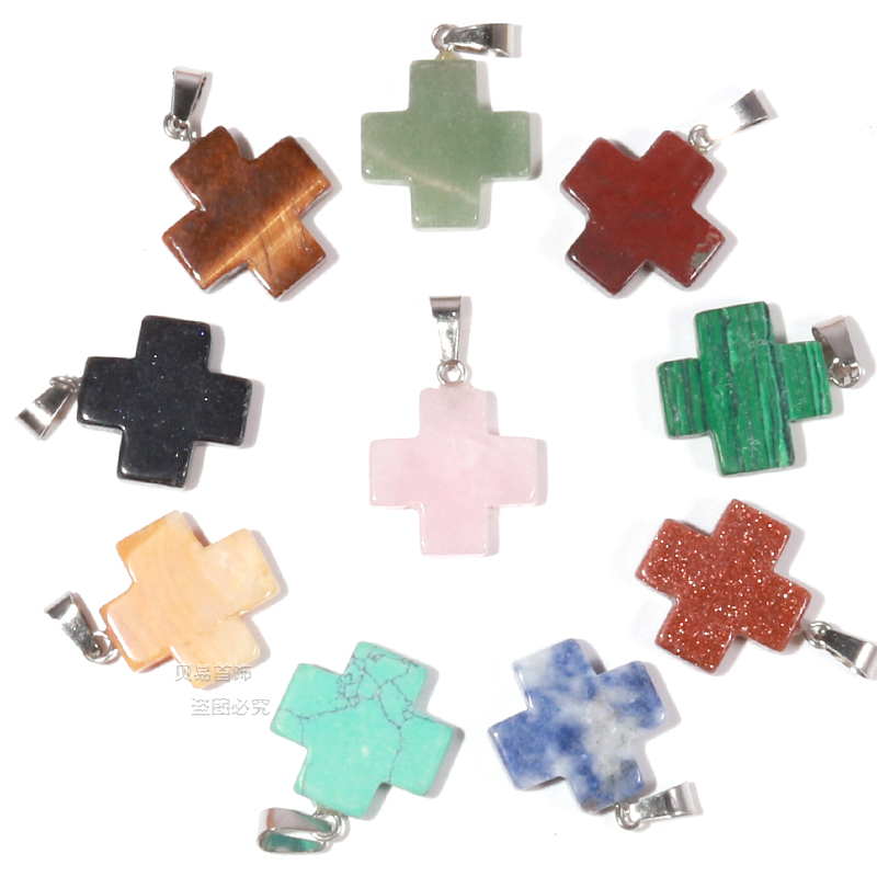 15 Stück natürlicher Kreuz-Kri – Crystal Pendant Necklace Natural Stone Bewertung und Preis