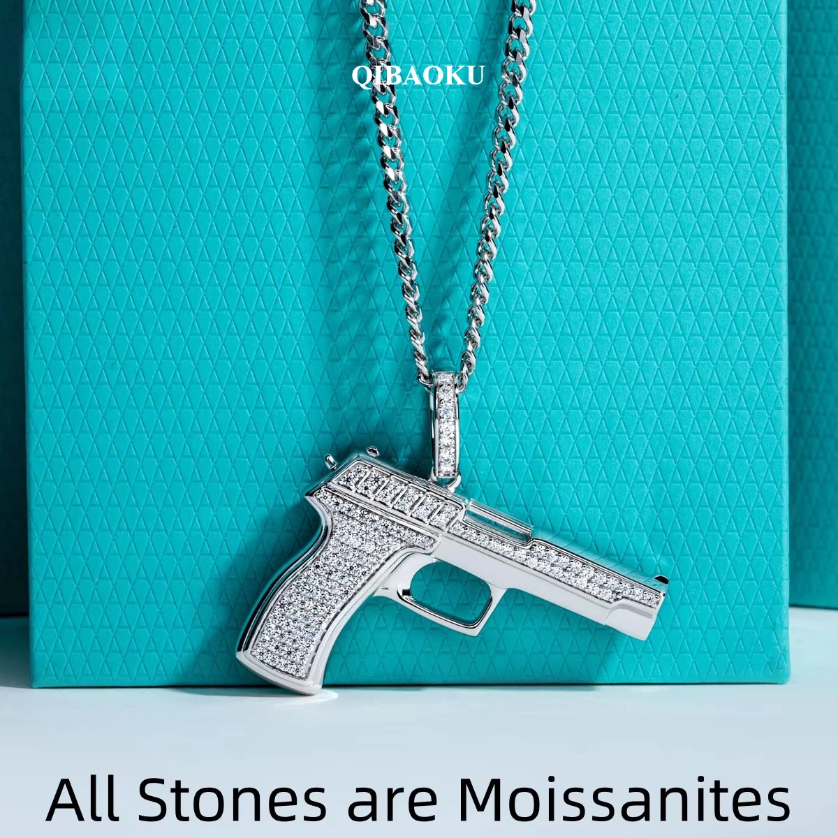 FCGJHW Moissanit-Pistolen-Anhä – 925 Sterling Silver Chain Necklace Men Bewertung und Preis